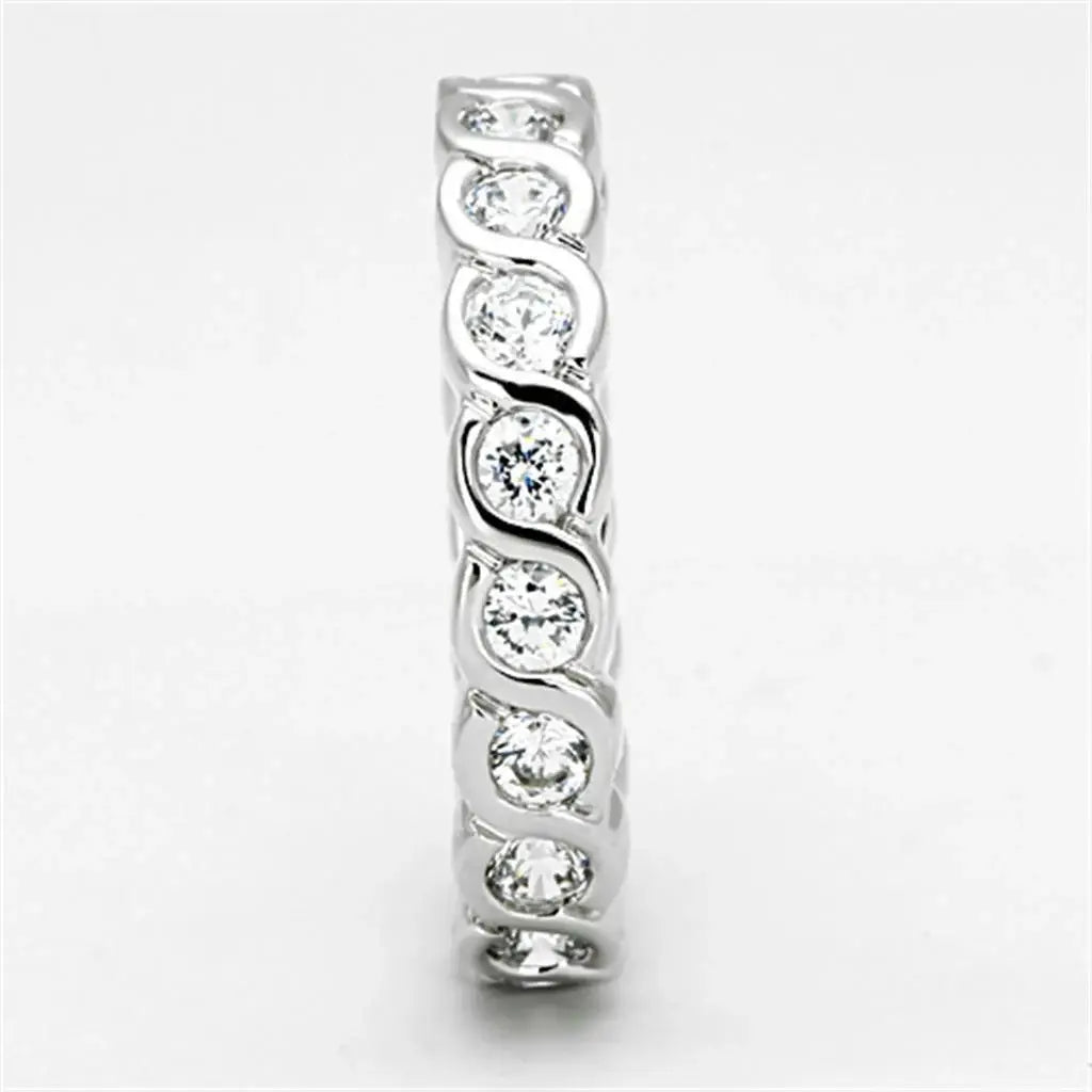Alamode Rhodium Brass Ring with AAA Grade CZ in Clear - Alamode - Flyclothing LLC
