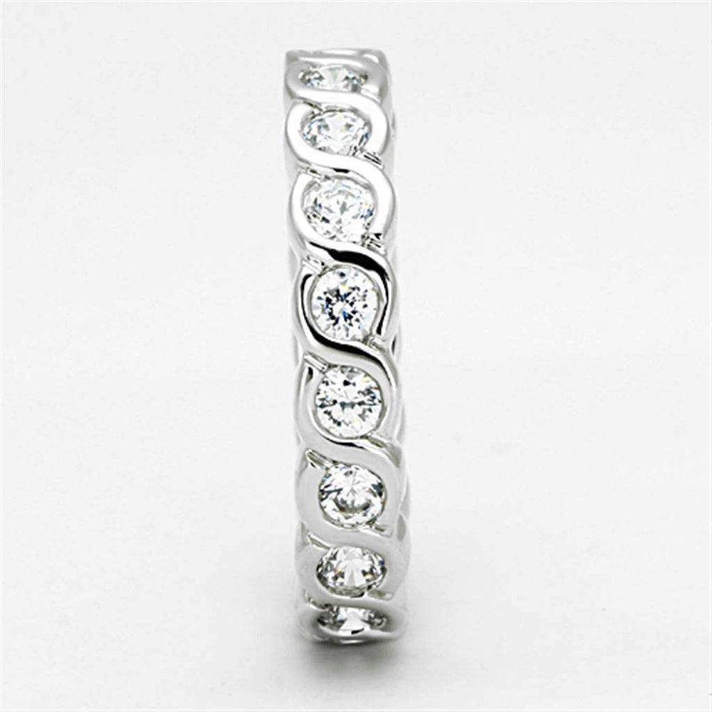 Alamode Rhodium Brass Ring with AAA Grade CZ in Clear - Alamode - Flyclothing LLC