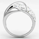 Alamode Rhodium Brass Ring with Top Grade Crystal in Clear - Alamode - Flyclothing LLC