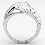 Alamode Rhodium Brass Ring with Top Grade Crystal in Clear - Alamode