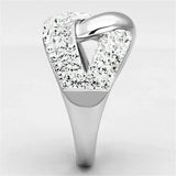 Alamode Rhodium Brass Ring with Top Grade Crystal in Clear - Alamode - Flyclothing LLC