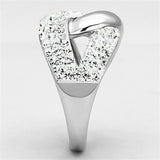 Alamode Rhodium Brass Ring with Top Grade Crystal in Clear - Alamode