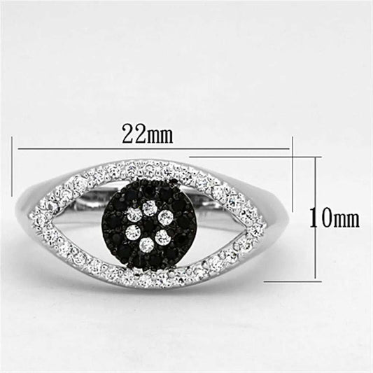 Alamode Rhodium + Ruthenium Brass Ring with AAA Grade CZ in Black Diamond - Alamode - Flyclothing LLC