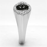 Alamode Rhodium + Ruthenium Brass Ring with AAA Grade CZ in Black Diamond - Alamode