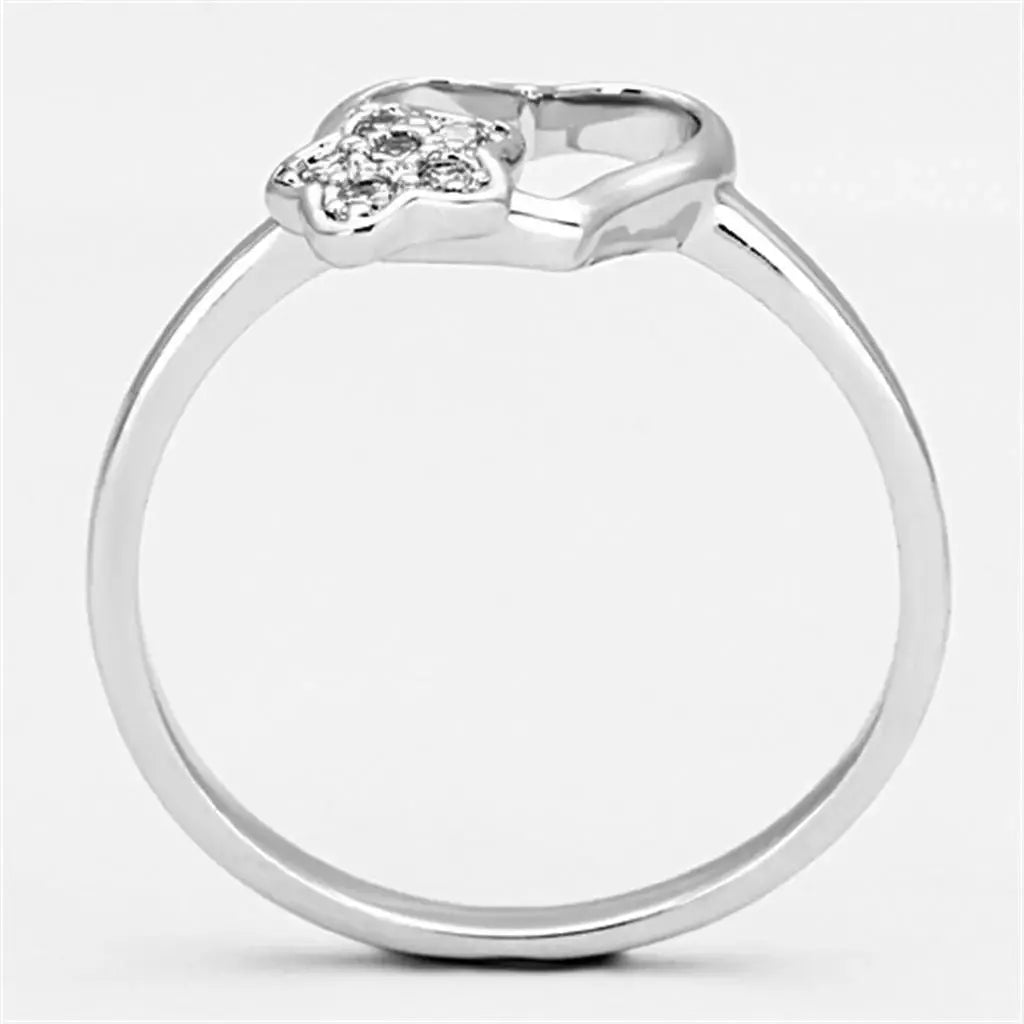 Alamode Rhodium Brass Ring with AAA Grade CZ in Clear - Alamode - Flyclothing LLC