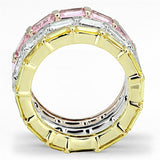Alamode Tricolor Brass Ring with AAA Grade CZ in Multi Color - Alamode