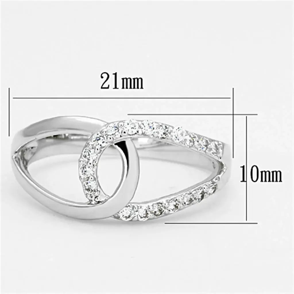 Alamode Rhodium Brass Ring with AAA Grade CZ in Clear - Alamode - Flyclothing LLC