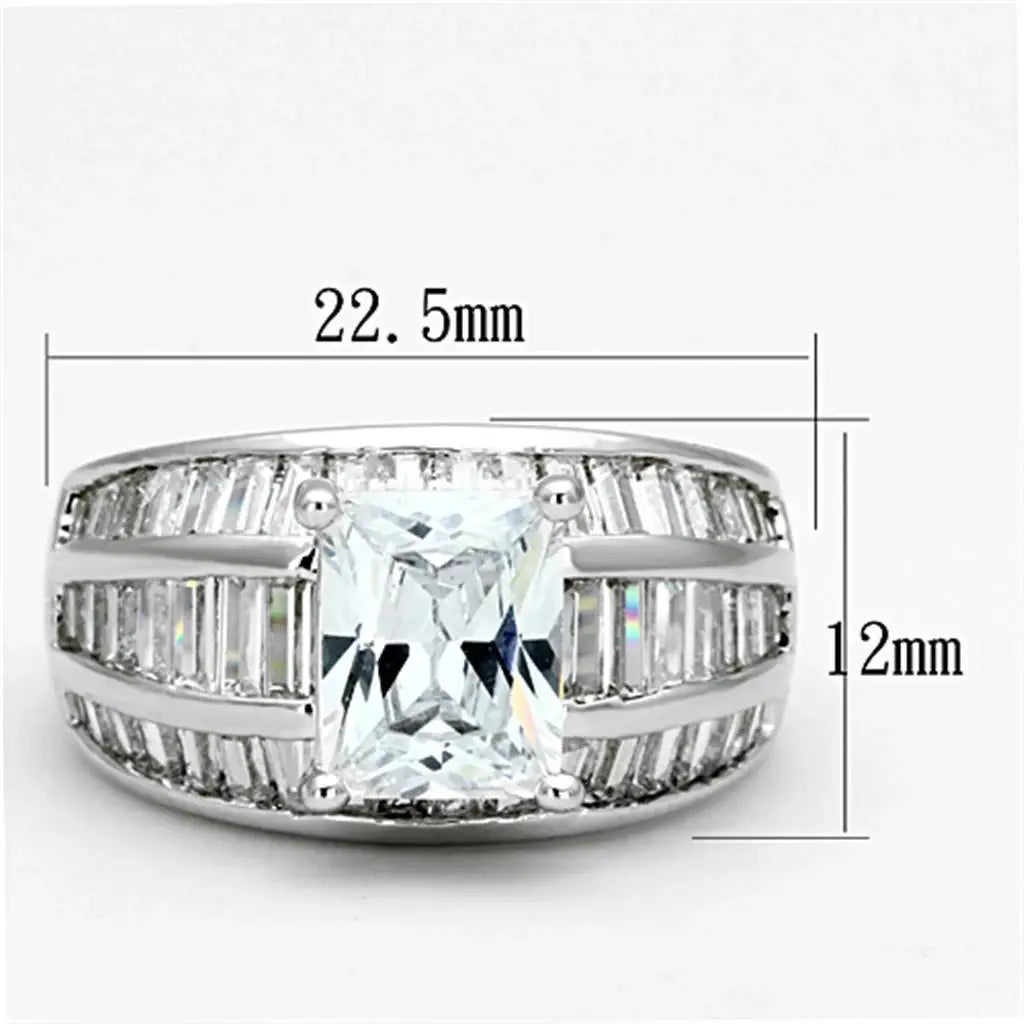 Alamode Rhodium Brass Ring with AAA Grade CZ in Clear - Alamode - Flyclothing LLC