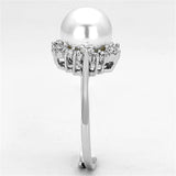 Alamode Rhodium Brass Ring with Synthetic Pearl in White - Alamode
