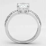 Alamode Rhodium Brass Ring with AAA Grade CZ in Clear - Alamode - Flyclothing LLC