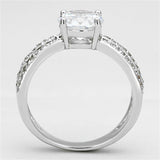 Alamode Rhodium Brass Ring with AAA Grade CZ in Clear - Alamode