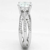 Alamode Rhodium Brass Ring with AAA Grade CZ in Clear - Alamode - Flyclothing LLC