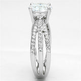 Alamode Rhodium Brass Ring with AAA Grade CZ in Clear - Alamode