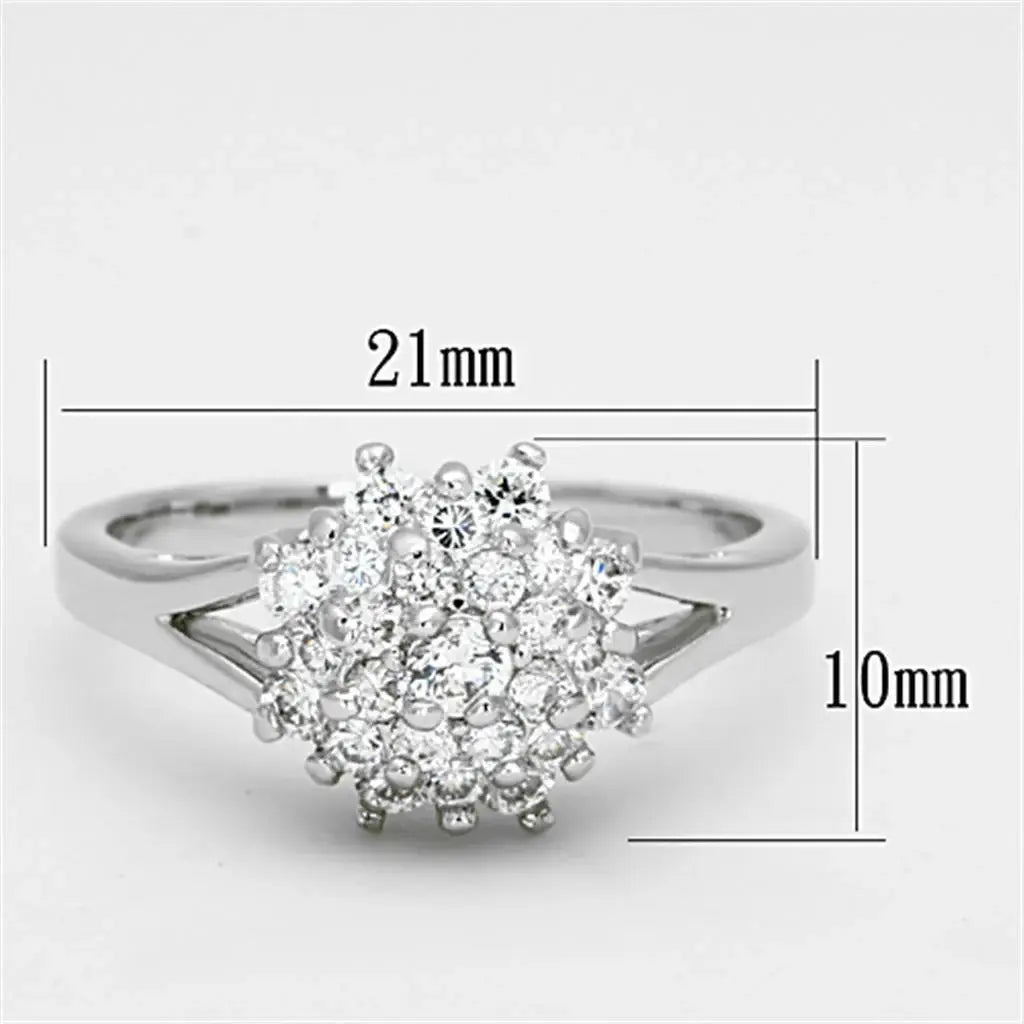 Alamode Rhodium Brass Ring with AAA Grade CZ in Clear - Alamode - Flyclothing LLC