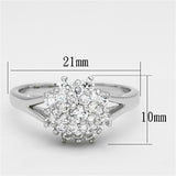 Alamode Rhodium Brass Ring with AAA Grade CZ in Clear - Alamode