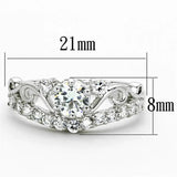 Alamode Rhodium Brass Ring with Top Grade Crystal in Clear - Alamode - Flyclothing LLC