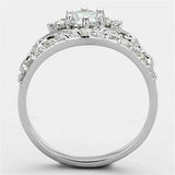Alamode Rhodium Brass Ring with Top Grade Crystal in Clear - Alamode - Flyclothing LLC