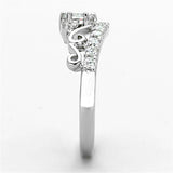 Alamode Rhodium Brass Ring with Top Grade Crystal in Clear - Alamode