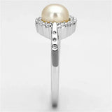 Alamode Rhodium Brass Ring with Synthetic Pearl in White - Alamode - Flyclothing LLC