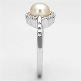 Alamode Rhodium Brass Ring with Synthetic Pearl in White - Alamode