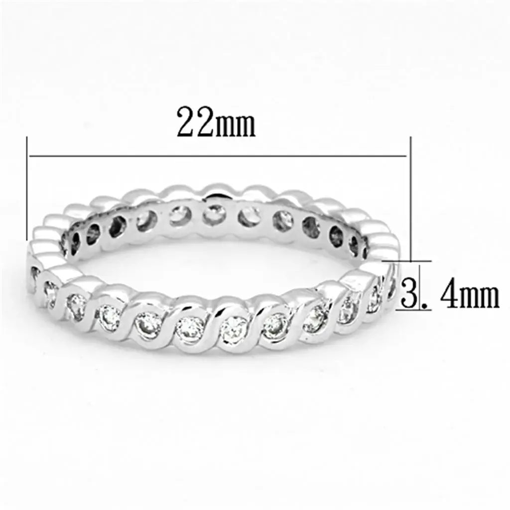 Alamode Rhodium Brass Ring with AAA Grade CZ in Clear - Alamode - Flyclothing LLC
