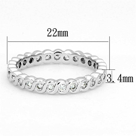 Alamode Rhodium Brass Ring with AAA Grade CZ in Clear - Alamode - Flyclothing LLC