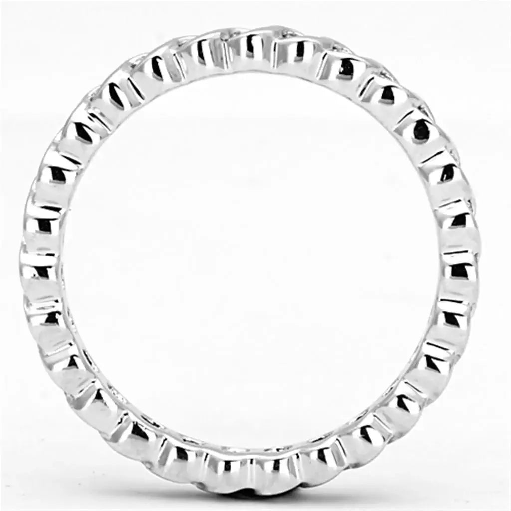 Alamode Rhodium Brass Ring with AAA Grade CZ in Clear - Alamode - Flyclothing LLC
