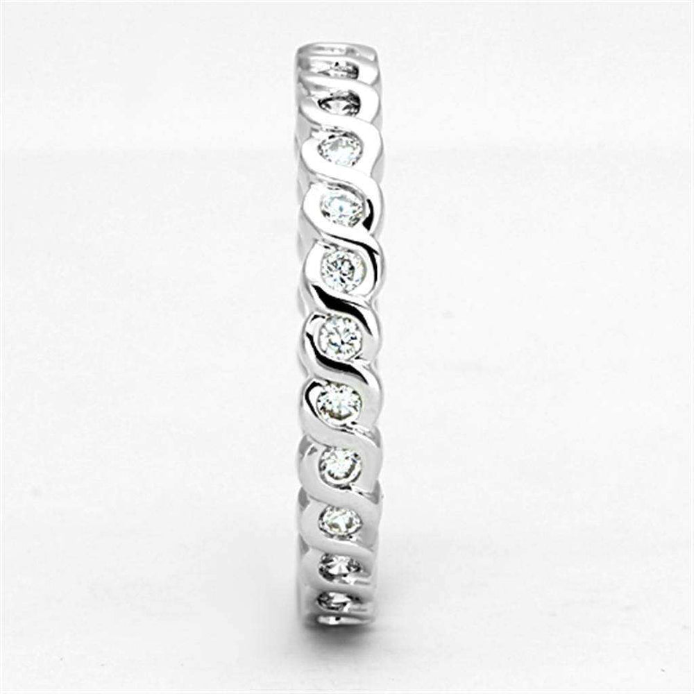 Alamode Rhodium Brass Ring with AAA Grade CZ in Clear - Alamode - Flyclothing LLC