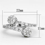 Alamode Rhodium Brass Ring with AAA Grade CZ in Clear - Alamode