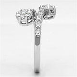 Alamode Rhodium Brass Ring with AAA Grade CZ in Clear - Alamode
