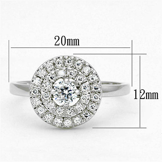 Alamode Rhodium Brass Ring with AAA Grade CZ in Clear - Alamode - Flyclothing LLC