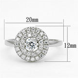 Alamode Rhodium Brass Ring with AAA Grade CZ in Clear - Alamode