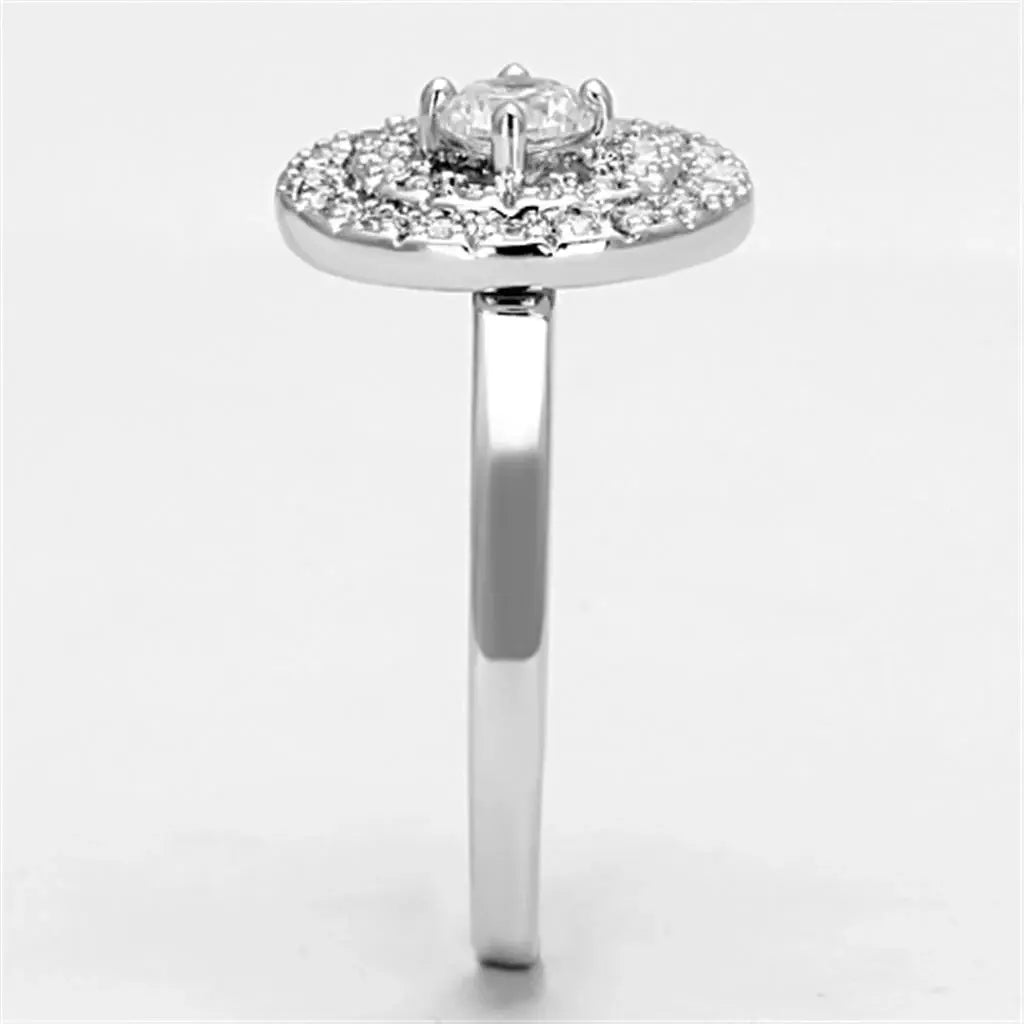 Alamode Rhodium Brass Ring with AAA Grade CZ in Clear - Alamode - Flyclothing LLC
