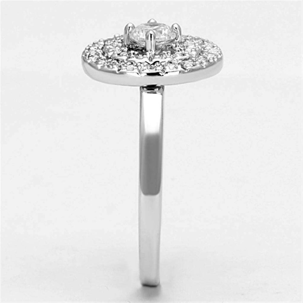 Alamode Rhodium Brass Ring with AAA Grade CZ in Clear - Alamode - Flyclothing LLC