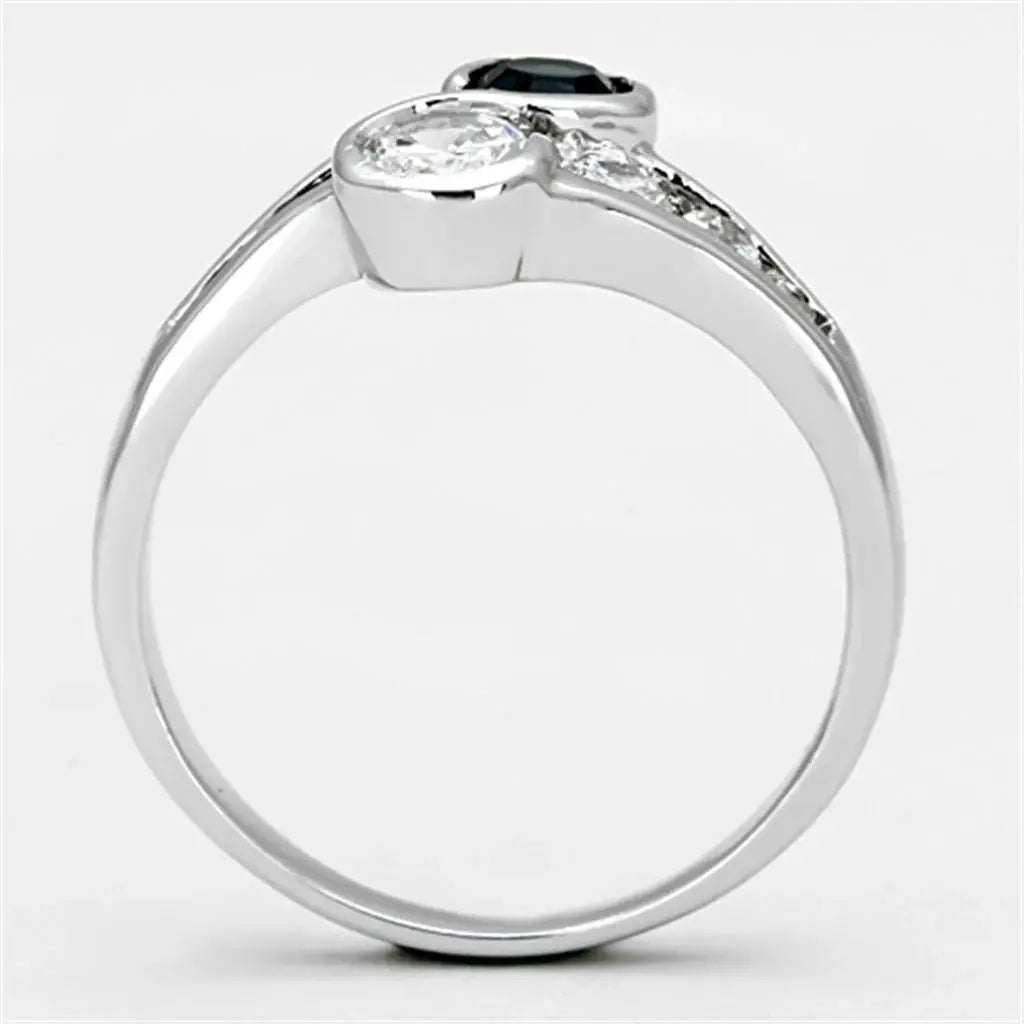 Alamode Rhodium Brass Ring with Synthetic Synthetic Glass in Sapphire - Alamode - Flyclothing LLC