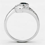 Alamode Rhodium Brass Ring with Synthetic Synthetic Glass in Sapphire - Alamode - Flyclothing LLC