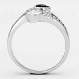 Alamode Rhodium Brass Ring with Synthetic Synthetic Glass in Sapphire - Alamode