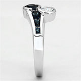 Alamode Rhodium Brass Ring with Synthetic Synthetic Glass in Sapphire - Alamode