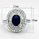 Alamode Rhodium Brass Ring with Synthetic Synthetic Glass in Sapphire - Alamode - Flyclothing LLC