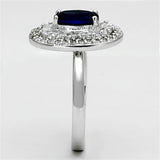 Alamode Rhodium Brass Ring with Synthetic Synthetic Glass in Sapphire - Alamode