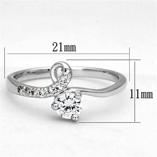 Alamode Rhodium Brass Ring with AAA Grade CZ in Clear - Alamode - Flyclothing LLC