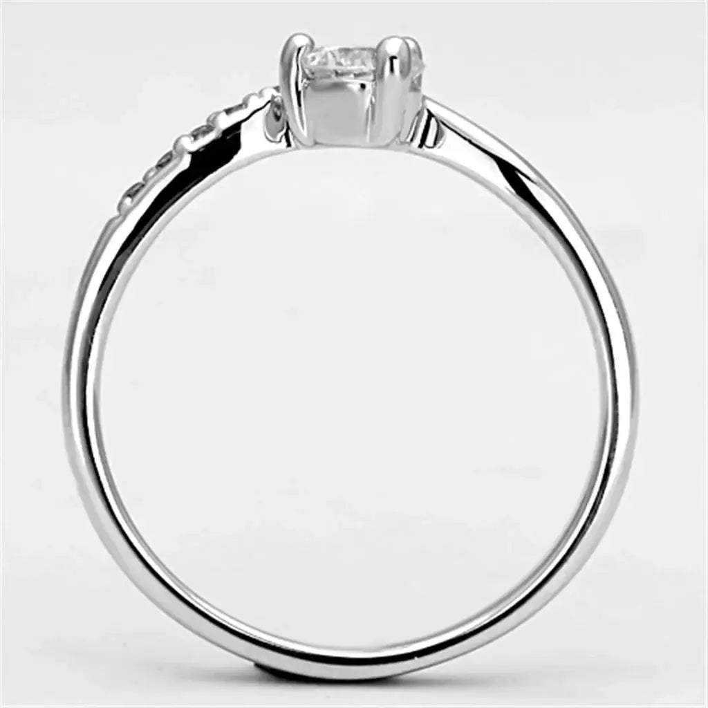 Alamode Rhodium Brass Ring with AAA Grade CZ in Clear - Alamode - Flyclothing LLC