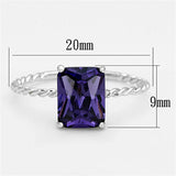 Alamode Rhodium Brass Ring with AAA Grade CZ in Amethyst - Alamode