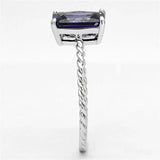 Alamode Rhodium Brass Ring with AAA Grade CZ in Amethyst - Alamode - Flyclothing LLC