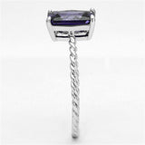 Alamode Rhodium Brass Ring with AAA Grade CZ in Amethyst - Alamode