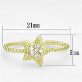 Alamode Gold Brass Ring with AAA Grade CZ in Clear - Alamode