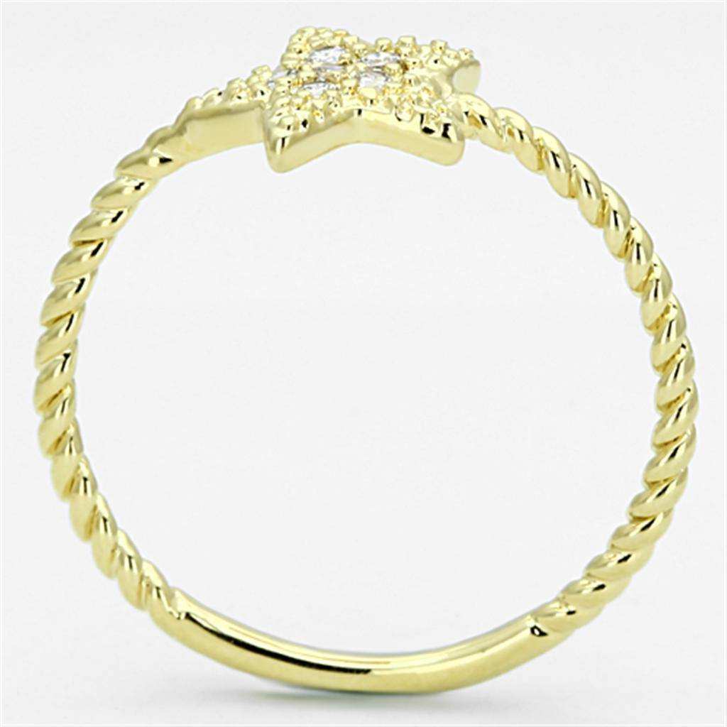 Alamode Gold Brass Ring with AAA Grade CZ in Clear - Alamode - Flyclothing LLC