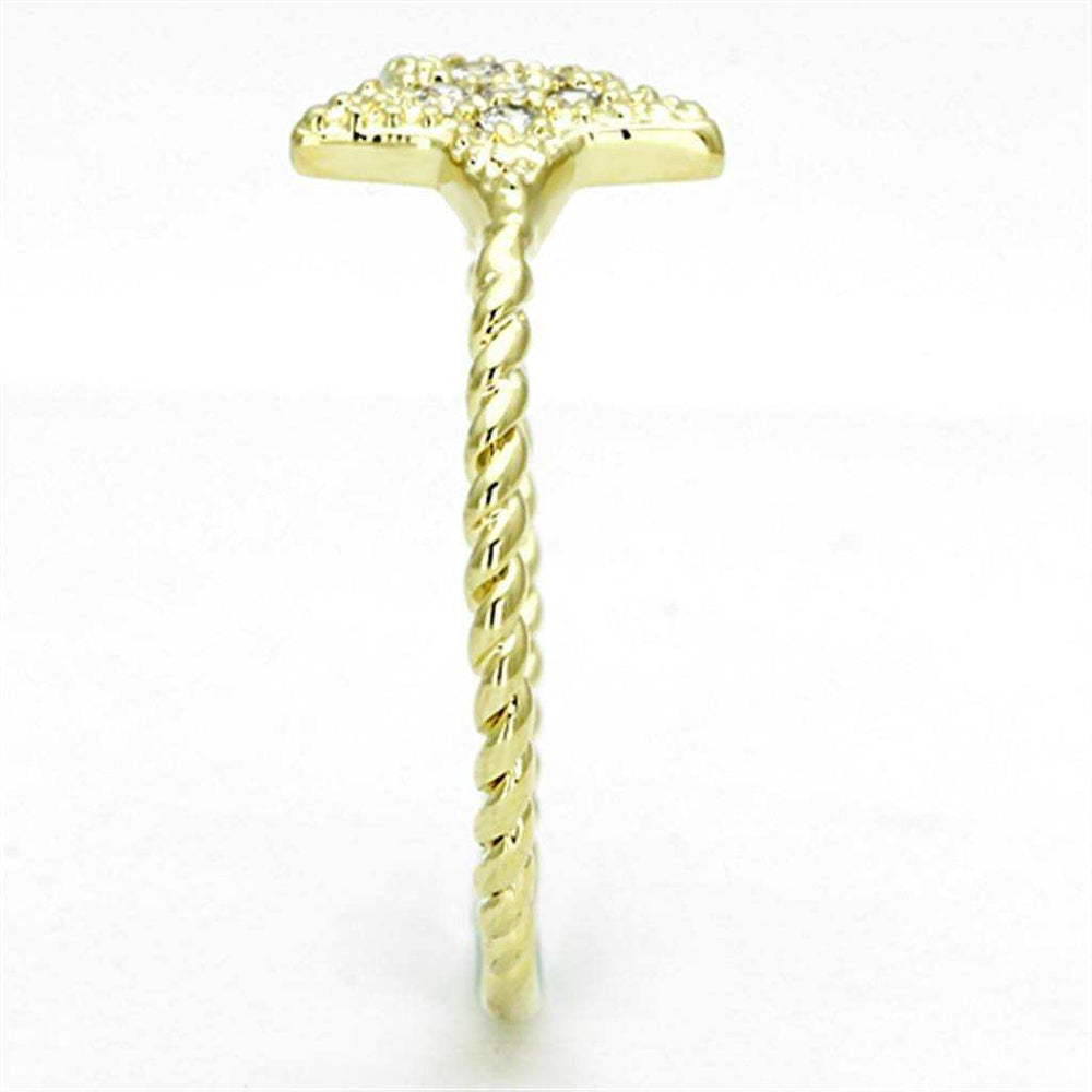 Alamode Gold Brass Ring with AAA Grade CZ in Clear - Alamode - Flyclothing LLC