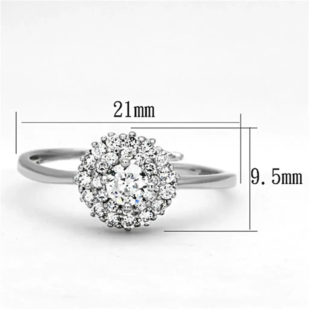 Alamode Rhodium Brass Ring with AAA Grade CZ in Clear - Alamode - Flyclothing LLC