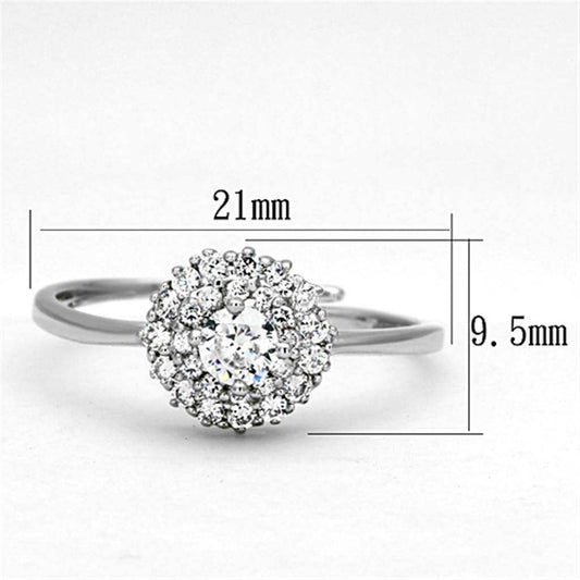 Alamode Rhodium Brass Ring with AAA Grade CZ in Clear - Alamode - Flyclothing LLC